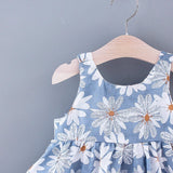 2pcs Baby Girl All Over Daisy Floral Print Bowknot Sleeveless Tank Dress with Hat Set - MomYom PK