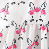 2pcs Baby Girl Bow Front Pretty Rabbit Print Tank Dress & Hat Set - MomYom PK