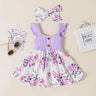 2pcs Baby Girl Floral Print Front Buttons Ruffle Dress and Headband Set - MomYom PK