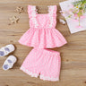 2pcs Baby Girl Lace Polka Dots Ruffle Top and Shorts Set - MomYom PK