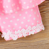 2pcs Baby Girl Lace Polka Dots Ruffle Top and Shorts Set - MomYom PK