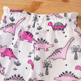 2pcs Baby Girl Letter Print Camisole and Dinosaur Print Shorts Set - MomYom PK