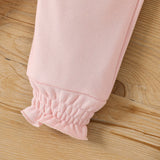 2pcs Baby Girl Pink Ruffle Trim Long - sleeve Hoodie and Pants Set - MomYom PK