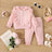 2pcs Baby Girl Pink Ruffle Trim Long - sleeve Hoodie and Pants Set - MomYom PK