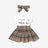 2pcs Baby Girl Short - sleeve Letter Print Spliced Plaid Dress & Headband Set - MomYom PK