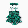 2pcs Baby Girl St. Patrick's Day Green Clover Print Ruffled Romper with Headband - MomYom PK