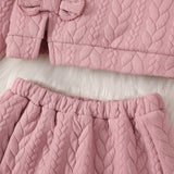 2PCS Baby Girl Sweet Bow Long Sleeve Skirt Set - MomYom PK