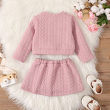 2PCS Baby Girl Sweet Bow Long Sleeve Skirt Set - MomYom PK