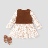 2pcs Baby Girl Vintage Style Vest and Broken Flower Pattern Dress Set - MomYom PK