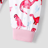 2pcs Baby Letter and Dinosaur Print Pink Long - sleeve Hoodie and Trousers Set - MomYom PK