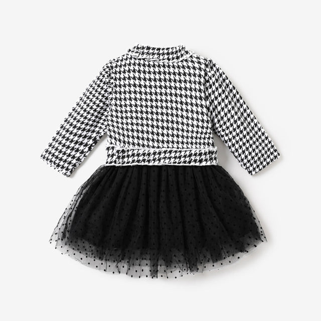 2pcs Baby Long - sleeve Plaid Cardigan and Tutu Mesh Dress Set - MomYom PK