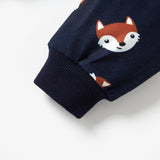 2pcs Cartoon Fox Pattern Navy Baby Long - sleeve Cotton Pullover and Pants Set - MomYom PK