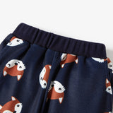 2pcs Cartoon Fox Pattern Navy Baby Long - sleeve Cotton Pullover and Pants Set - MomYom PK