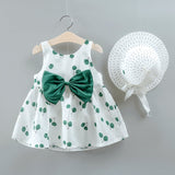 2pcs Cherry Print Bowknot Decor Sleeveless Baby Set - MomYom PK