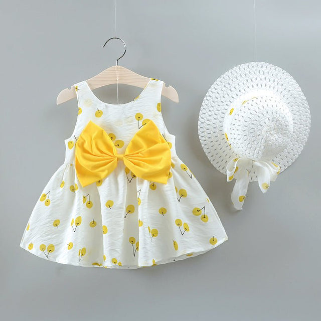 2pcs Cherry Print Bowknot Decor Sleeveless Baby Set - MomYom PK