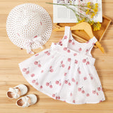 2pcs Cherry Print Bowknot Decor Sleeveless Baby Set - MomYom PK