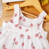 2pcs Cherry Print Bowknot Decor Sleeveless Baby Set - MomYom PK