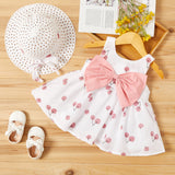 2pcs Cherry Print Bowknot Decor Sleeveless Baby Set - MomYom PK