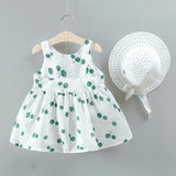 2pcs Cherry Print Bowknot Decor Sleeveless Baby Set - MomYom PK