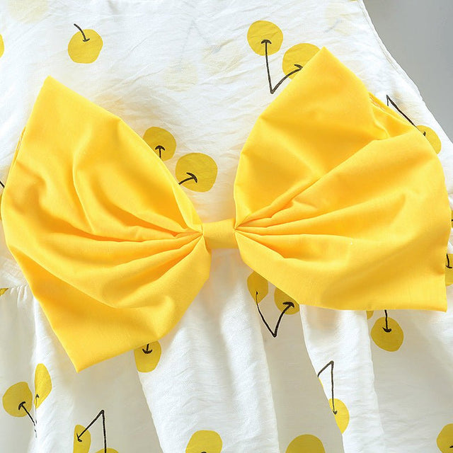 2pcs Cherry Print Bowknot Decor Sleeveless Baby Set - MomYom PK