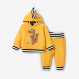 2pcs Dinosaur and Stripe Print Long - sleeve Yellow Baby Set - MomYom PK