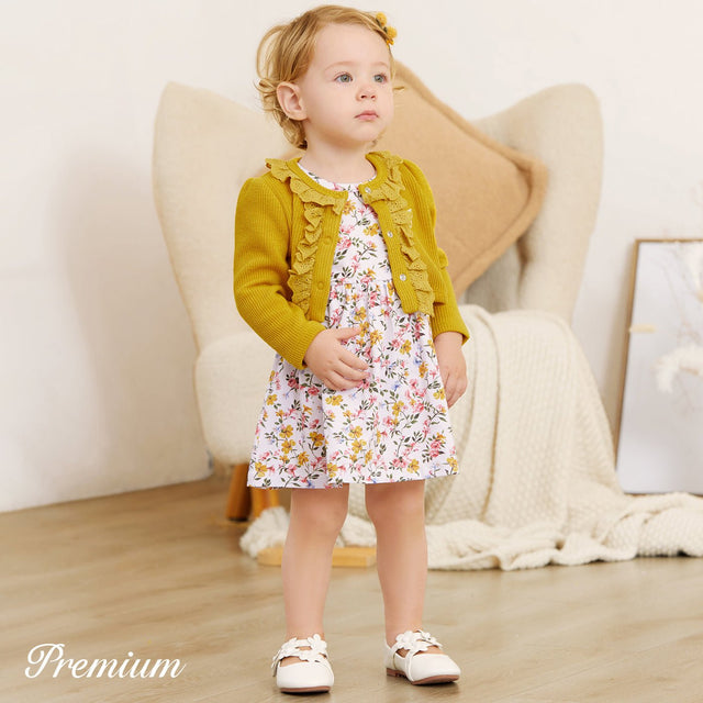 2pcs Elegant Floral Suit - dress for Baby Girl with Ruffle Edge - MomYom PK