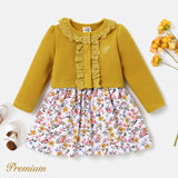 2pcs Elegant Floral Suit - dress for Baby Girl with Ruffle Edge - MomYom PK