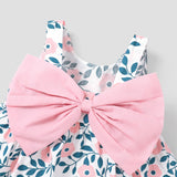 2pcs Floral Print Bowknot Sleeveless Baby Dress & Hat Set - MomYom PK