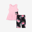 2pcs Kid Girl Bowknot Design Sleeveless Tee and Floral Print Leggings Shorts Set - MomYom PK