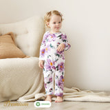 2pcs Long Sleeve Organic Cotton Baby Girl Jumpsuit Set with Big Floral Pattern - MomYom PK