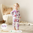 2pcs Long Sleeve Organic Cotton Baby Girl Jumpsuit Set with Big Floral Pattern - MomYom PK