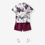 2pcs Toddler Boy Boho Floral Print Shirt and Shorts Set - MomYom PK