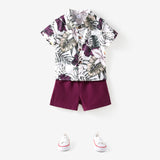 2pcs Toddler Boy Boho Floral Print Shirt and Shorts Set - MomYom PK