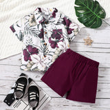 2pcs Toddler Boy Boho Floral Print Shirt and Shorts Set - MomYom PK