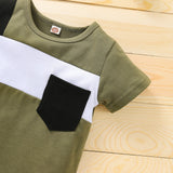 2pcs Toddler Boy Casual Colorblock Pocket Design Tee & Shorts Set - MomYom PK