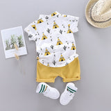 2pcs Toddler Boy Casual Pyramid Cactus Print Shirt and Shorts Set - MomYom PK