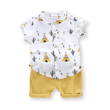 2pcs Toddler Boy Casual Pyramid Cactus Print Shirt and Shorts Set - MomYom PK