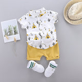 2pcs Toddler Boy Casual Pyramid Cactus Print Shirt and Shorts Set - MomYom PK