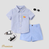 2pcs Toddler Boy Fruit Graphic Stripe Shirt and Solid Shorts Set - MomYom PK