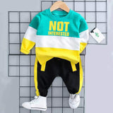 2pcs Toddler Boy Letter Print Colorblock Cotton Pullover Sweatshirt and Pants Set - MomYom PK