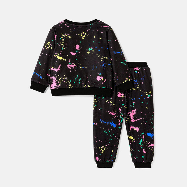 2pcs Toddler Boy Naia Letter Painting Print Sweatshirt and Elasticized Pants Set - MomYom PK