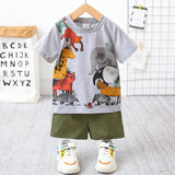 2pcs Toddler Boy Playful Animal Print Tee and Shorts Set - MomYom PK