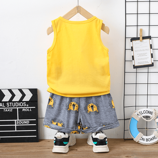 2pcs Toddler Boy Playful Lion Print Tank Top and Shorts Set - MomYom PK