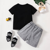 2pcs Toddler Boy Trendy Colorblock Short - sleeve Tee and Elasticized Shorts Set - MomYom PK