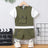 2pcs Toddler Boy Trendy Patch Pocket Short - sleeve Cotton Top and Cargo Shorts Set - MomYom PK