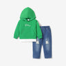 2pcs Toddler Boy Trendy Ripped Denim Jeans and Faux - two Hoodie Sweatshirt Set - MomYom PK