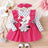 2pcs Toddler Girl Bear Graphic Ruffle Trim Long - sleeve Dress & Headband Set - MomYom PK