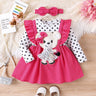 2pcs Toddler Girl Bear Graphic Ruffle Trim Long - sleeve Dress & Headband Set - MomYom PK