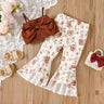 2pcs Toddler Girl Bow Front Crop Camisole and Floral Print Flared Pants Set - MomYom PK