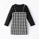 2pcs Toddler Girl Classic Grid Hanging Strap Suit - Dress - MomYom PK